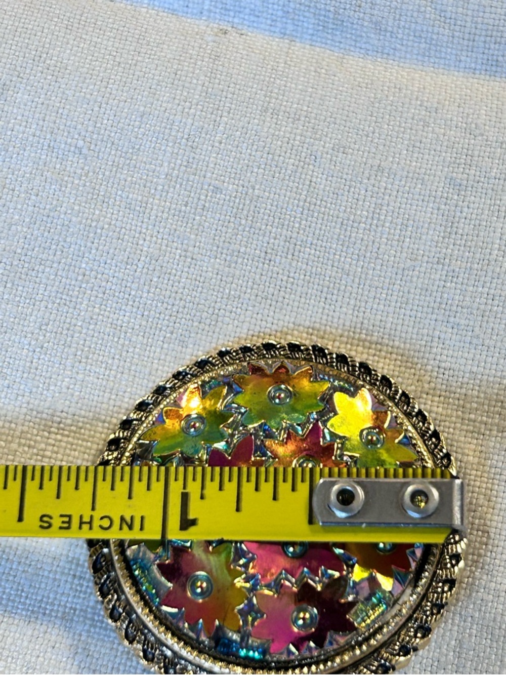 Vintage Western Germany Gold Tone Iridescent Floral Starburst Scarf Clip - Picture 8 of 8